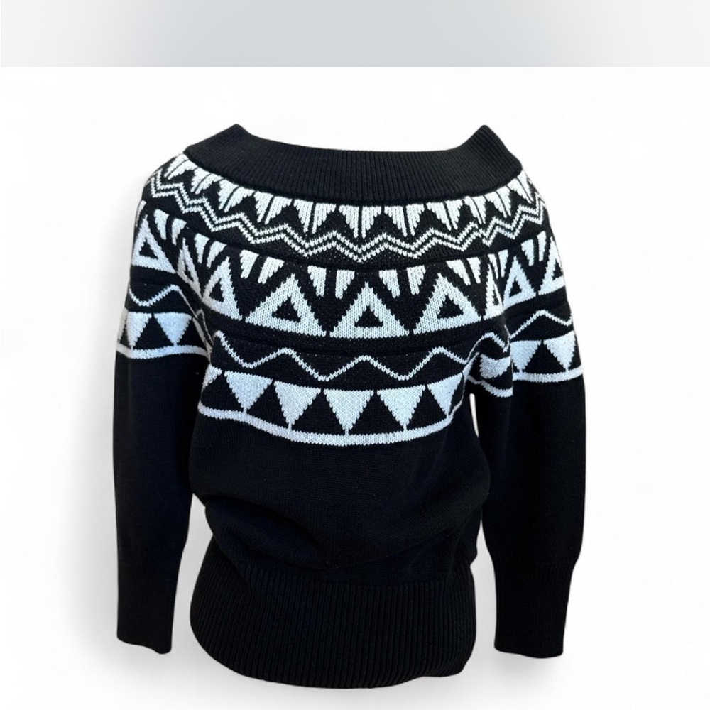 Express Black and White Off-the-Shoulder Sweater